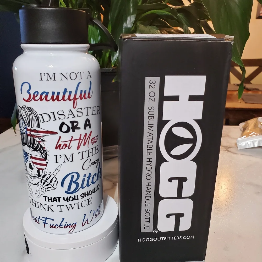 I'm The Crazy B****  Funny Adult 32oz Hydro Handle Bottle Tumbler 💜sale